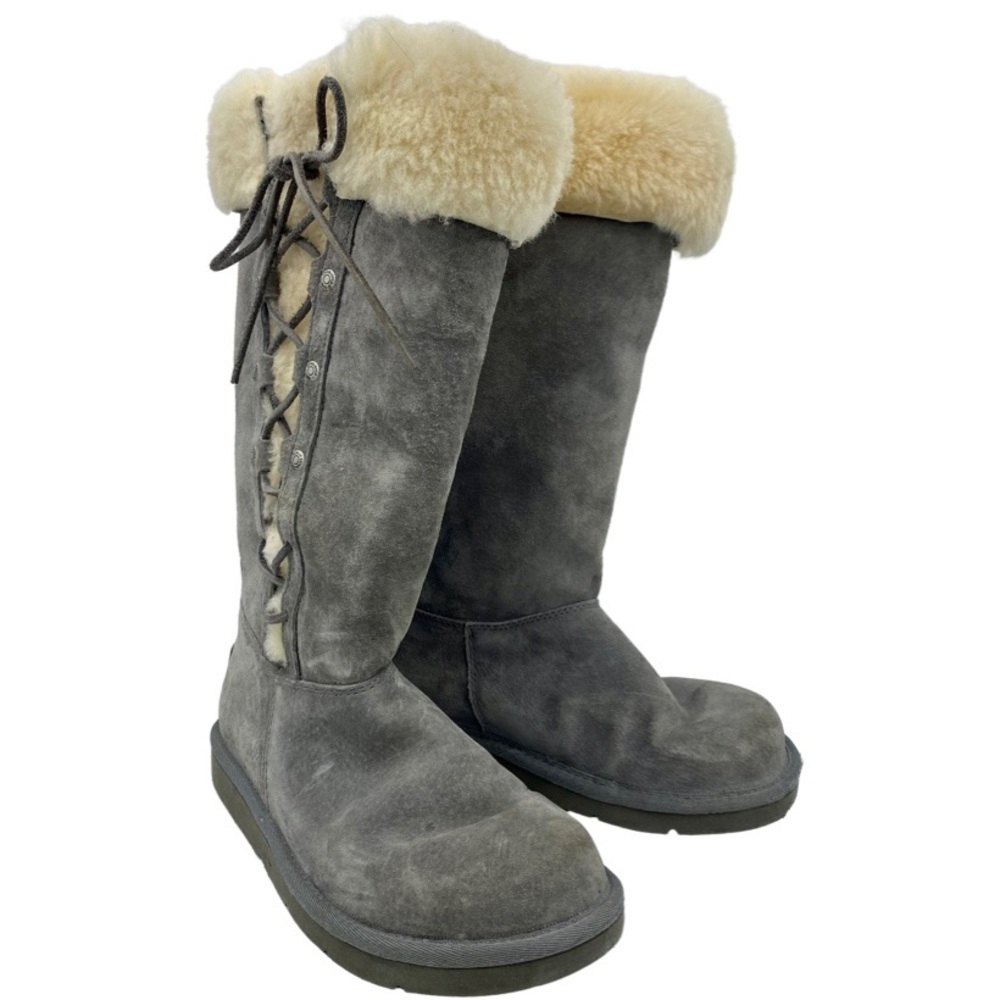 💗UGG Genuine Leather + Sheepskin Sude Lace Up Tall (14”) Boots